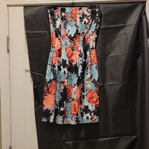 New York & Company Pink and Blue Strapless Sheath Dress